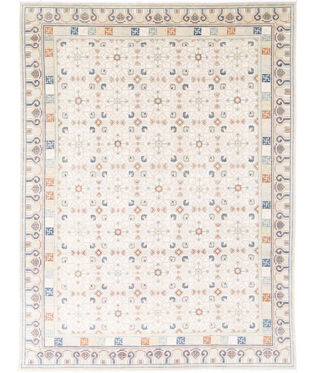 Hand Knotted Khotan Wool Rug - 9'1'' x 12'7''
