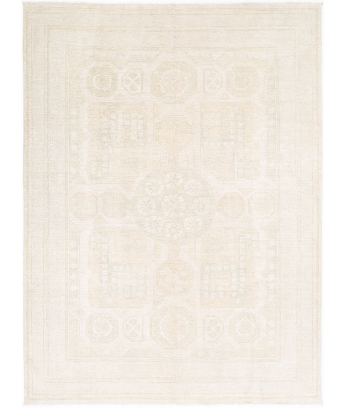 Hand Knotted Khotan Wool Rug - 8&#39;10&#39;&#39; x 11&#39;8&#39;&#39; 8&#39; 10&quot; X 11&#39; 8&quot; (269 X 356) / Gold / Ivory