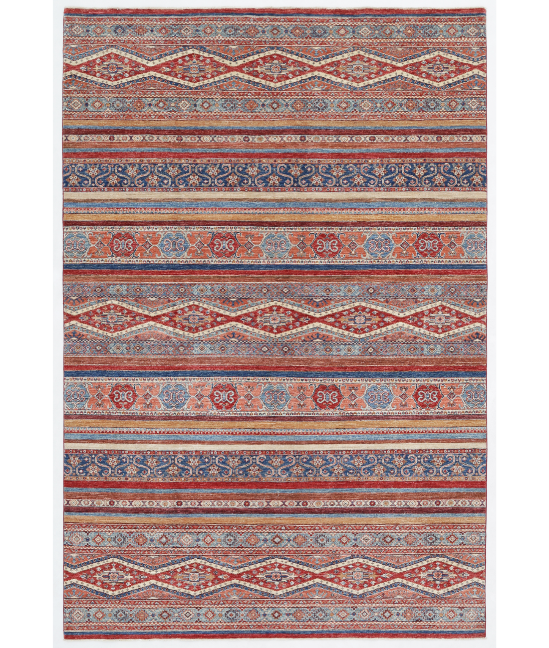 Hand Knotted Khurjeen Wool Rug  - 6&#39; 6&quot; X 9&#39; 10&quot;