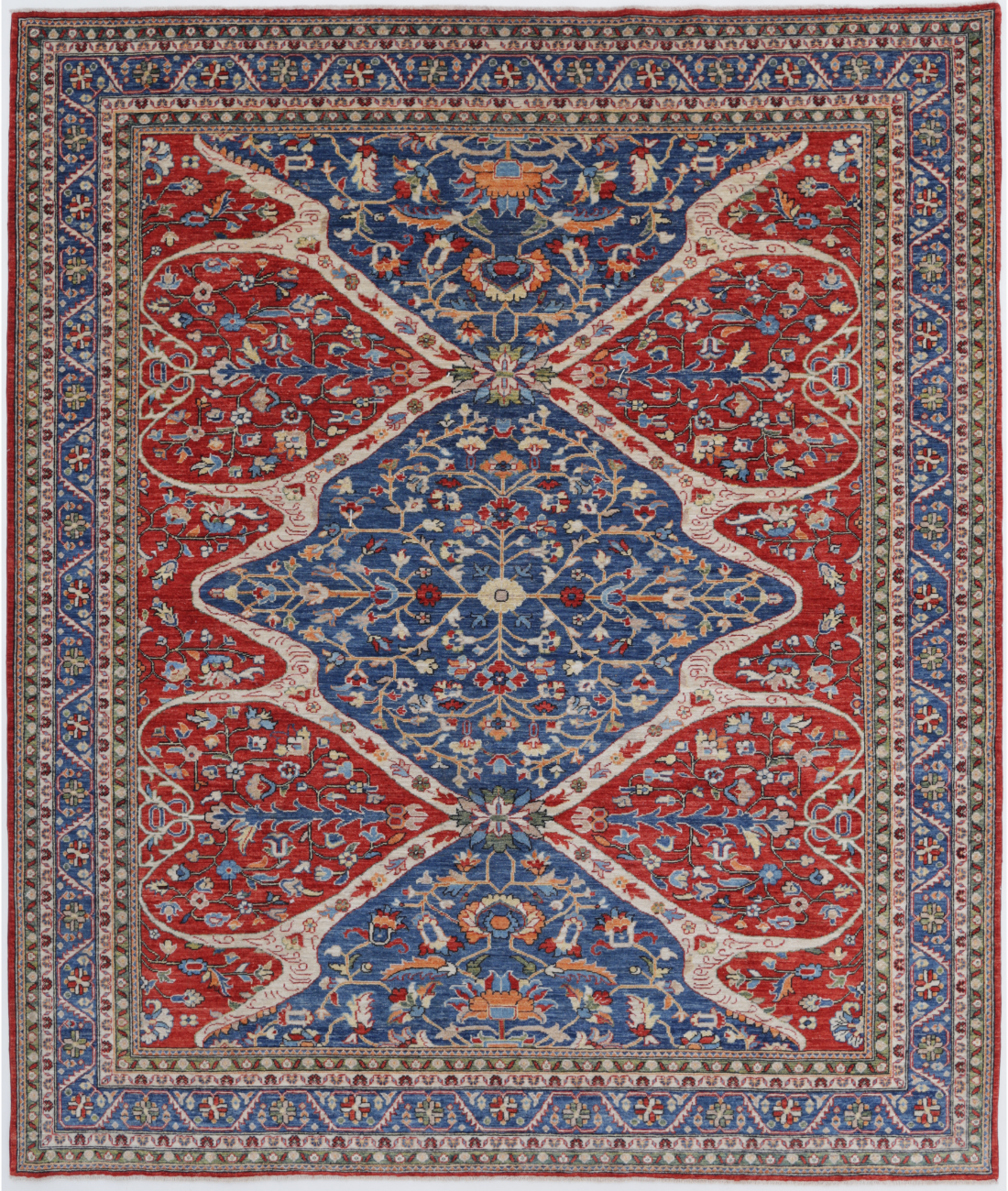Hand Knotted Mahal Wool Rug  - 8&#39; 0&quot; X 9&#39; 9&quot;