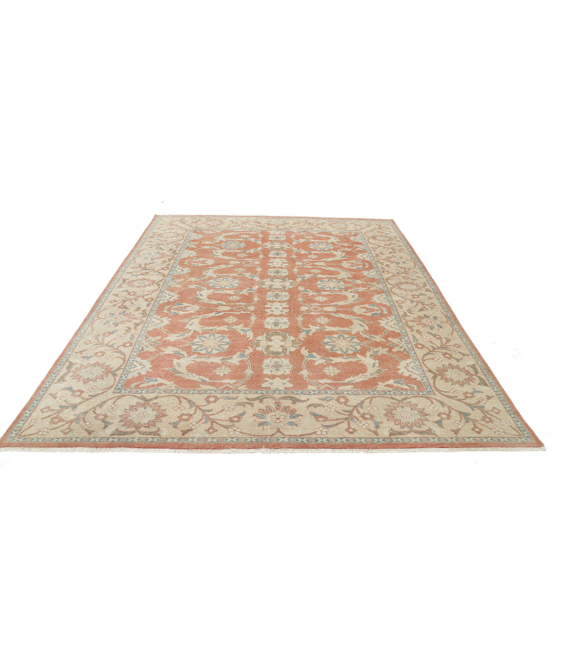 Hand Knotted Antique Persian Mahal Wool Rug - 8'0'' x 9'9'' 8'0'' x 9'9'' (240 X 293) / Peach / Beige