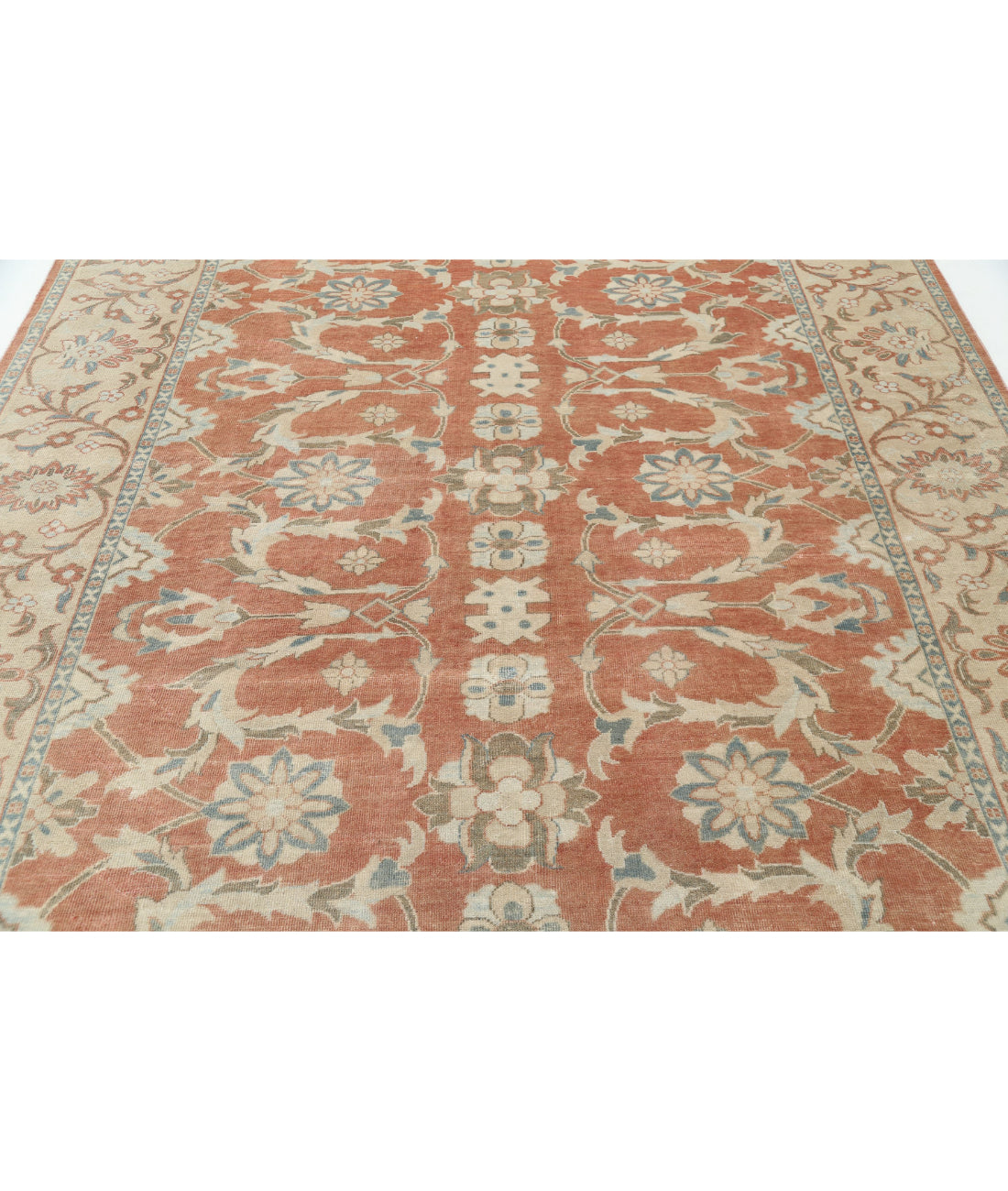 Hand Knotted Antique Persian Mahal Wool Rug - 8'0'' x 9'9'' 8'0'' x 9'9'' (240 X 293) / Peach / Beige