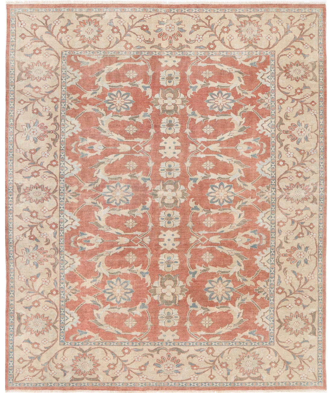 Hand Knotted Antique Persian Mahal Wool Rug - 8&#39;0&#39;&#39; x 9&#39;9&#39;&#39; 8&#39;0&#39;&#39; x 9&#39;9&#39;&#39; (240 X 293) / Peach / Beige