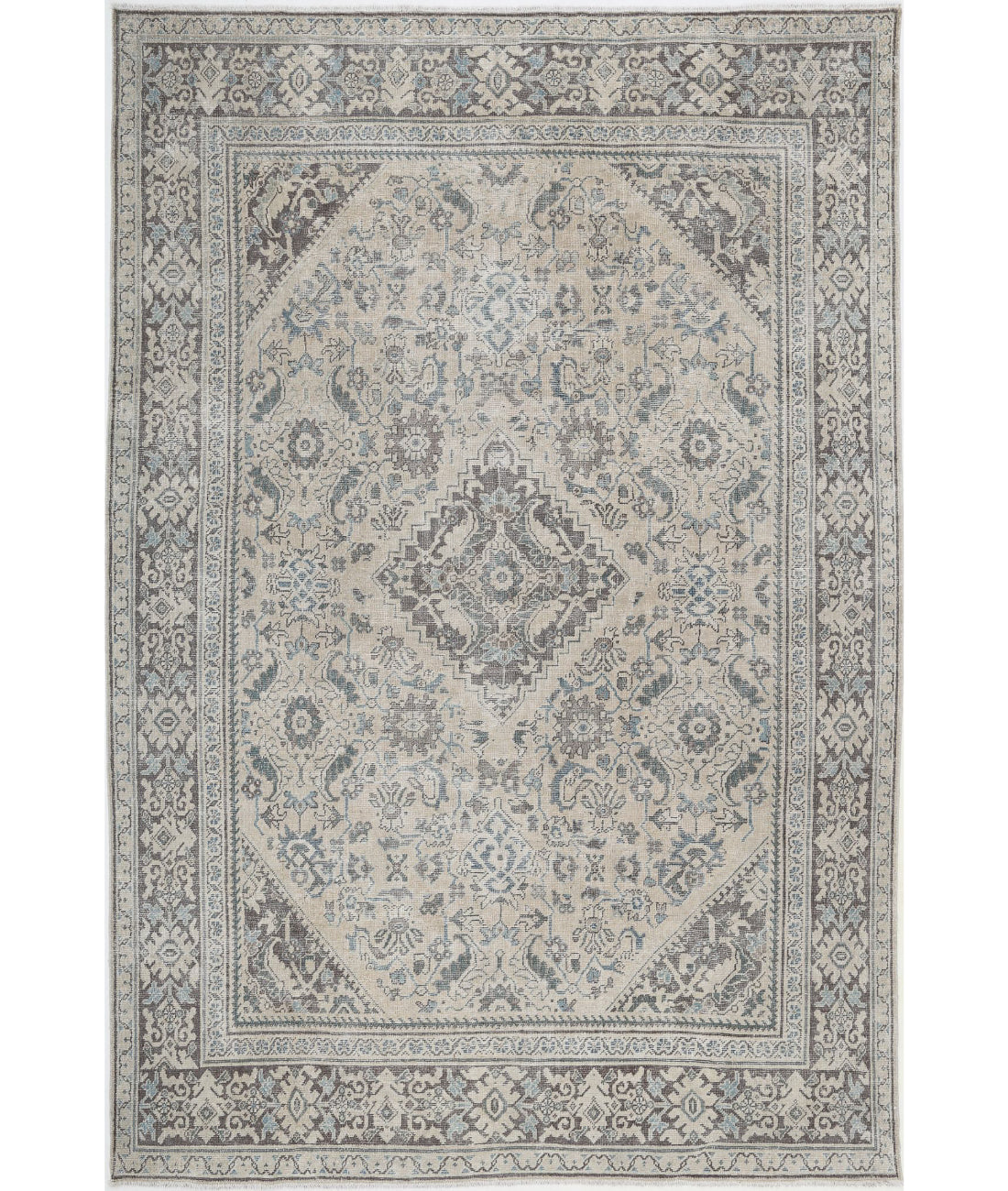 Hand Knotted Antique Persian Mahal Wool Rug - 8&#39;8&#39;&#39; x 12&#39;9&#39;&#39; 8&#39;8&#39;&#39; x 12&#39;9&#39;&#39; (260 X 383) / Ivory / Grey