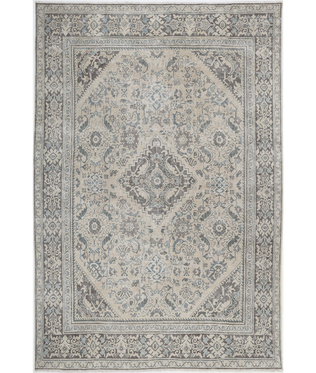 Hand Knotted Antique Oriental Mahal Wool Rug - 8'8'' x 12'9''