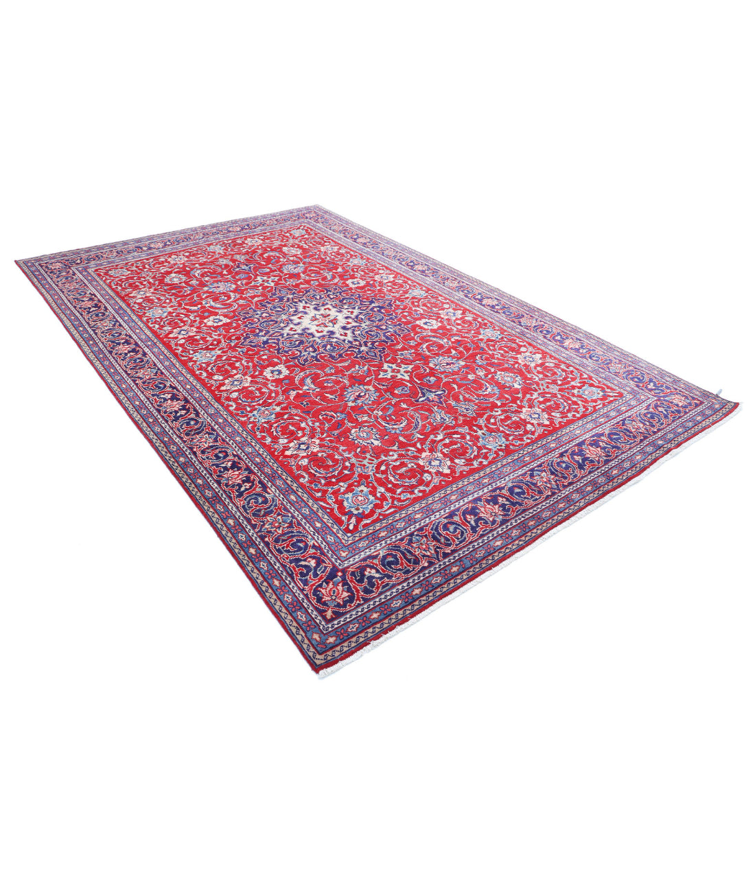 Hand Knotted Persian Mahal Wool Rug - 6'10'' x 10'5'' 6'10'' x 10'5'' (205 X 313) / Red / Blue