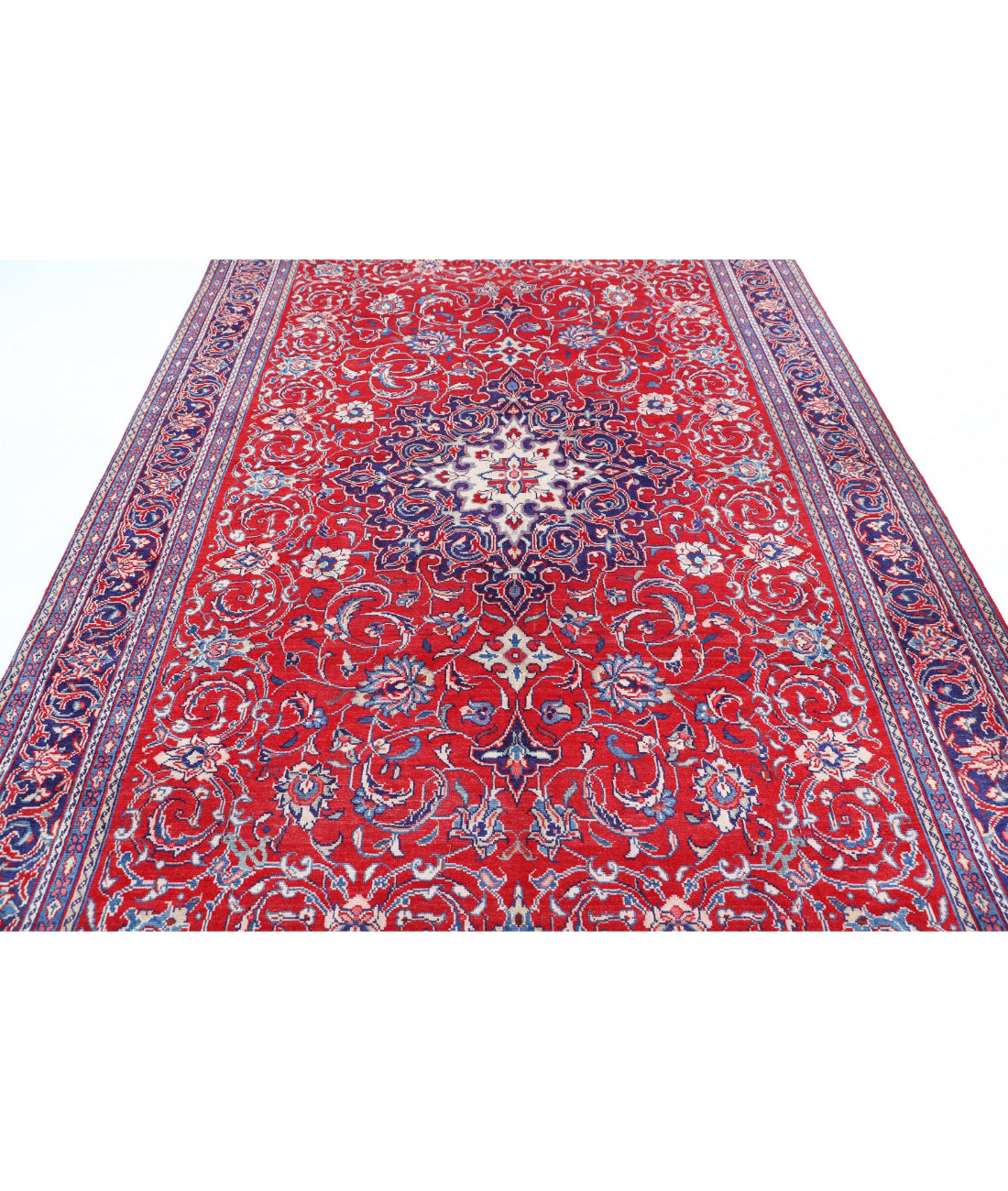 Hand Knotted Persian Mahal Wool Rug - 6'10'' x 10'5'' 6'10'' x 10'5'' (205 X 313) / Red / Blue