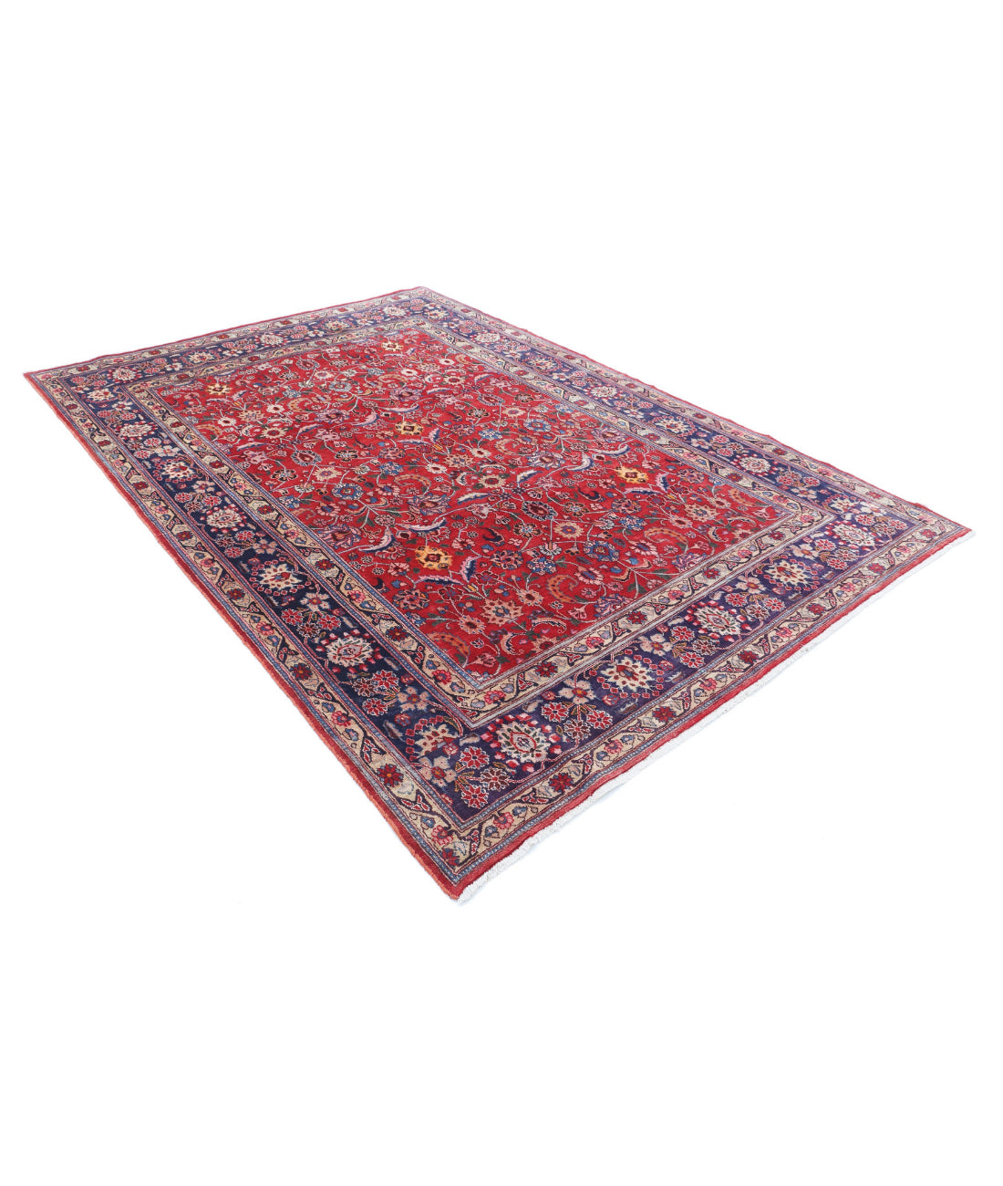 Hand Knotted Persian Mahal Wool Rug - 6'9'' x 9'6'' 6'9'' x 9'6'' (203 X 285) / Red / Blue