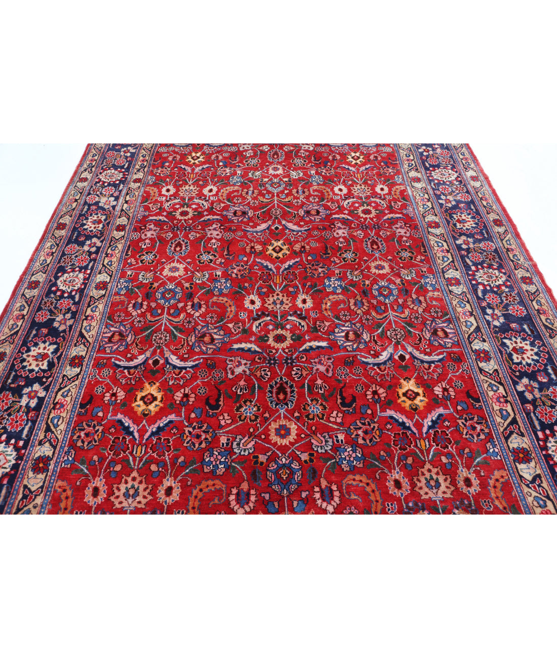 Hand Knotted Persian Mahal Wool Rug - 6'9'' x 9'6'' 6'9'' x 9'6'' (203 X 285) / Red / Blue