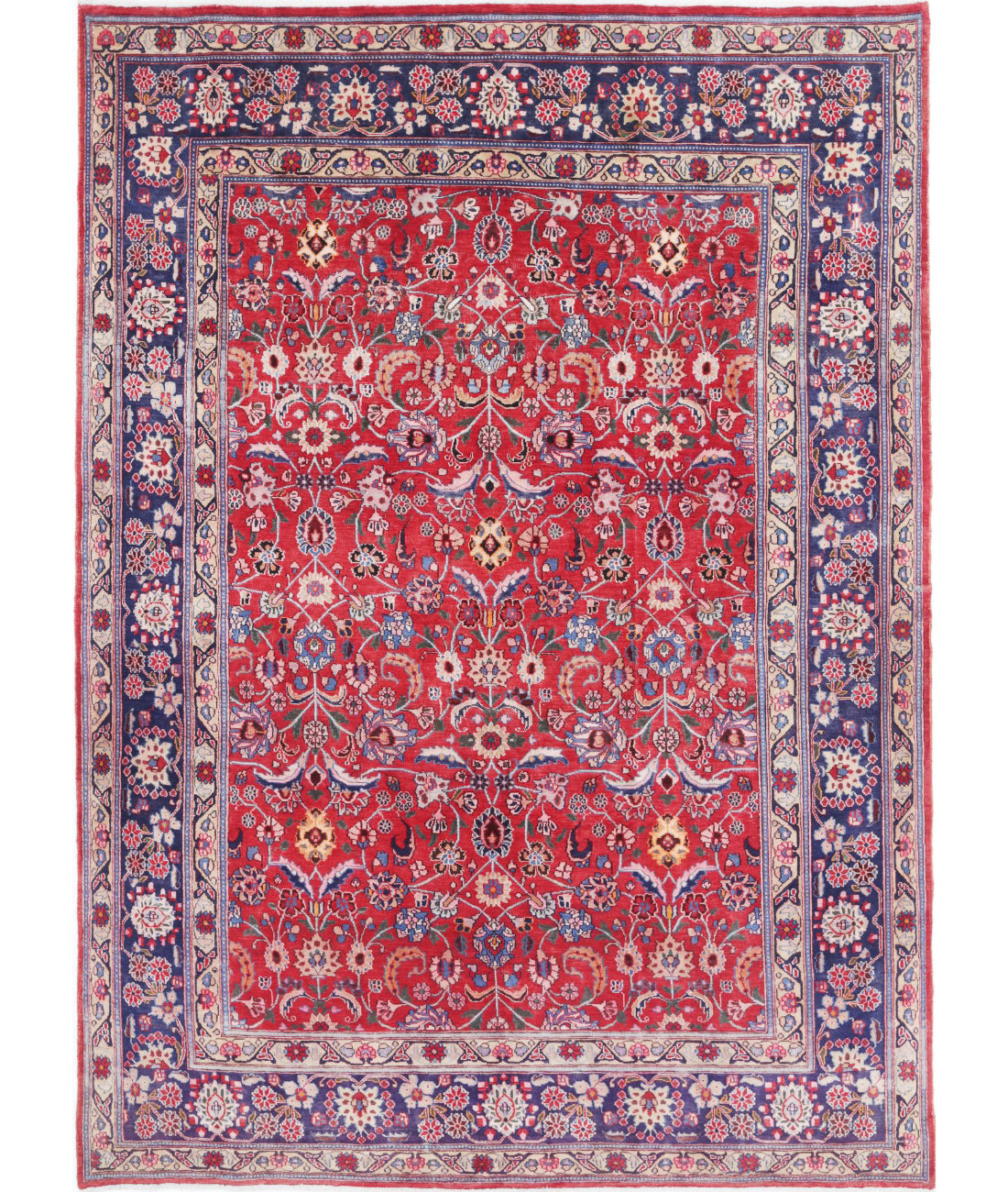 Hand Knotted Persian Mahal Wool Rug - 6'9'' x 9'6'' 6'9'' x 9'6'' (203 X 285) / Red / Blue