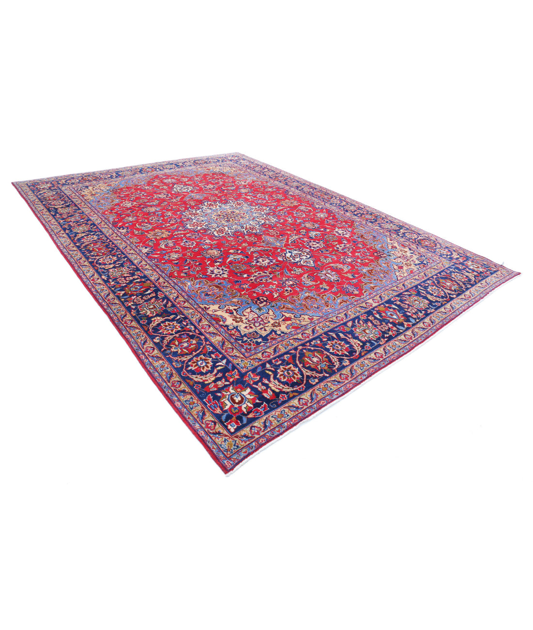 Hand Knotted Persian Mahal Wool Rug - 9'6'' x 13'2'' 9'6'' x 13'2'' (285 X 395) / Red / Blue