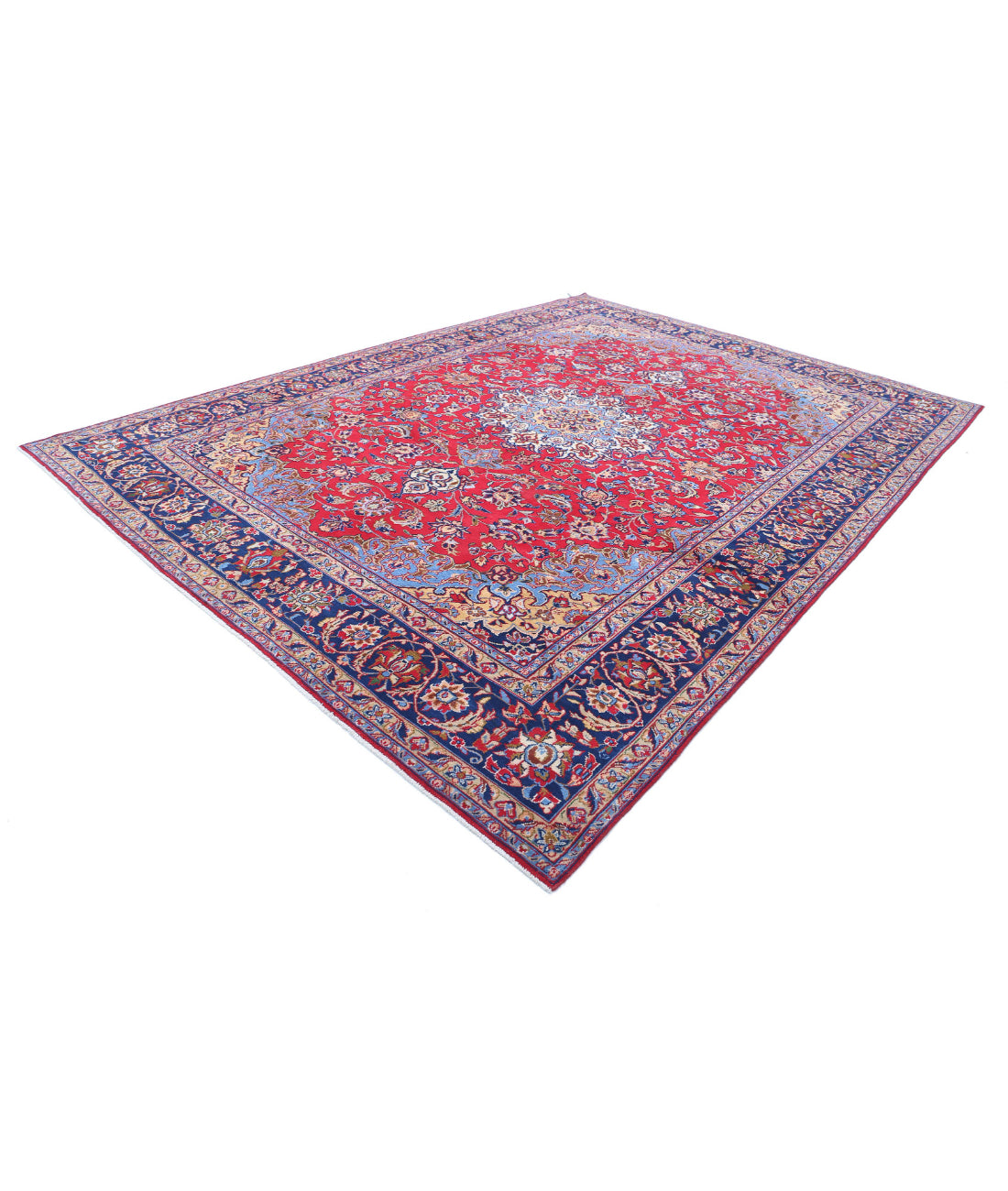 Hand Knotted Persian Mahal Wool Rug - 9'6'' x 13'2'' 9'6'' x 13'2'' (285 X 395) / Red / Blue