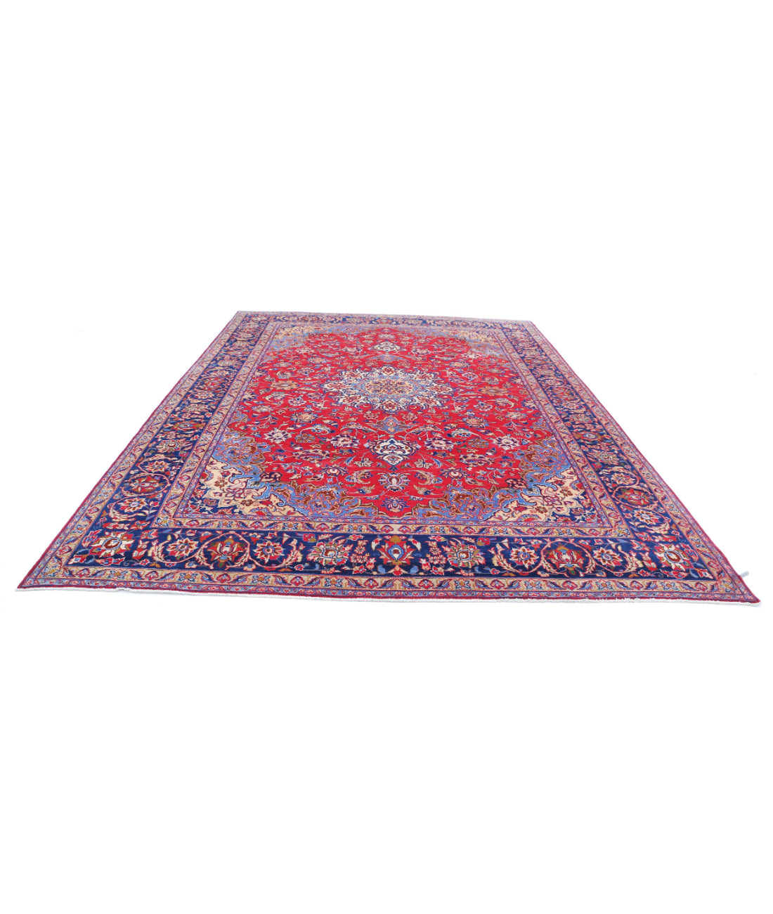 Hand Knotted Persian Mahal Wool Rug - 9'6'' x 13'2'' 9'6'' x 13'2'' (285 X 395) / Red / Blue
