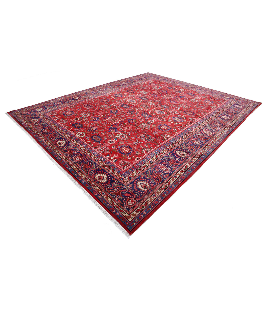 Hand Knotted Persian Mahal Wool Rug - 10'2'' x 12'8'' 10'2'' x 12'8'' (305 X 380) / Red / Blue