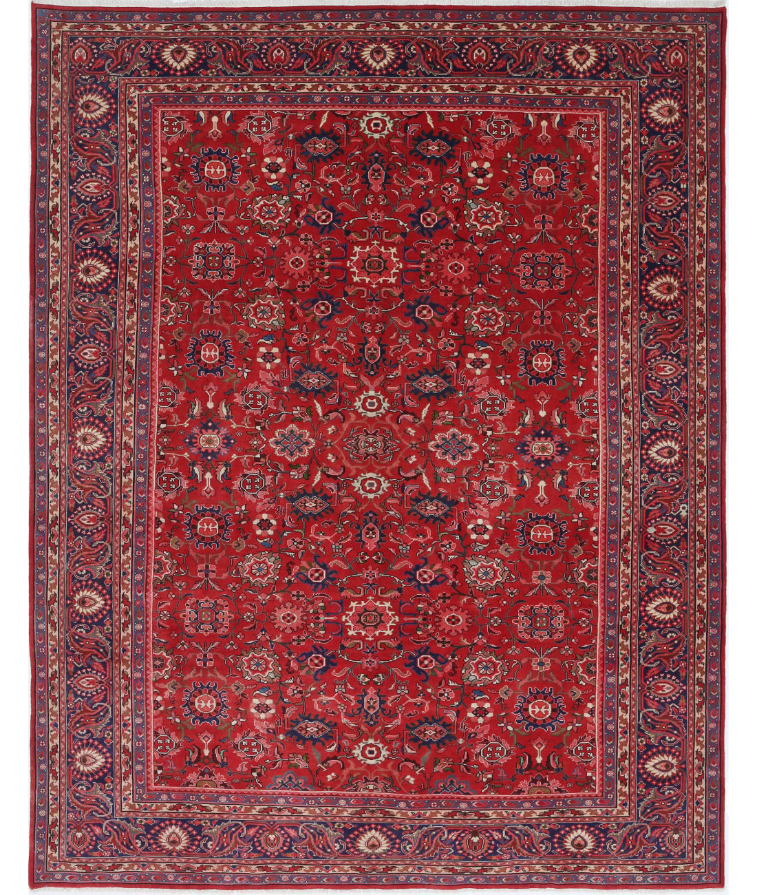 Hand Knotted Persian Mahal Wool Rug - 10&#39;2&#39;&#39; x 12&#39;8&#39;&#39; 10&#39;2&#39;&#39; x 12&#39;8&#39;&#39; (305 X 380) / Red / Blue