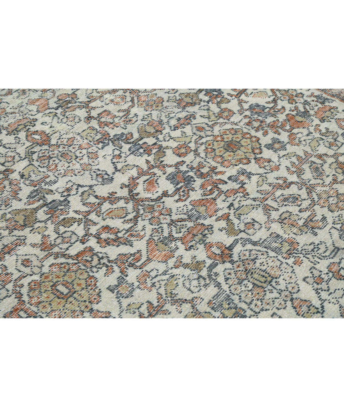 Hand Knotted Antique Persian Mahal Wool Rug - 7'0'' x 10'5'' 7'0'' x 10'5'' (210 X 313) / Ivory / Rust