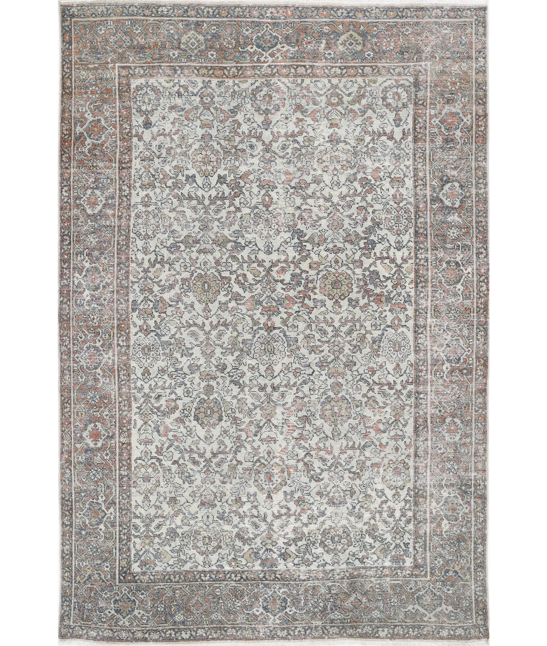Hand Knotted Antique Oriental Mahal Wool Rug - 7'0'' x 10'5''