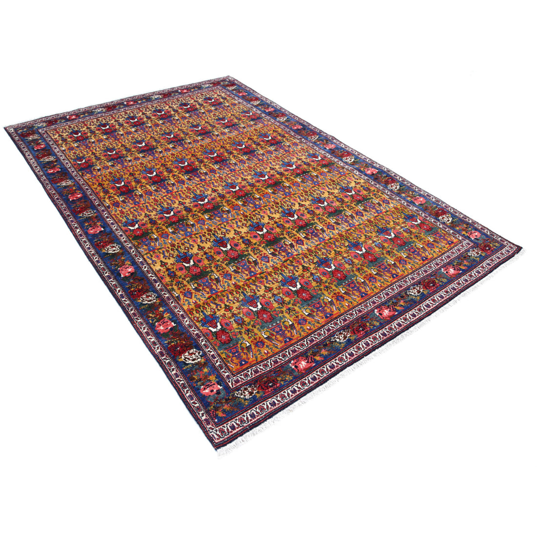 Alfombra de lana persa antigua anudada a mano - 5'4'' x 7'10''