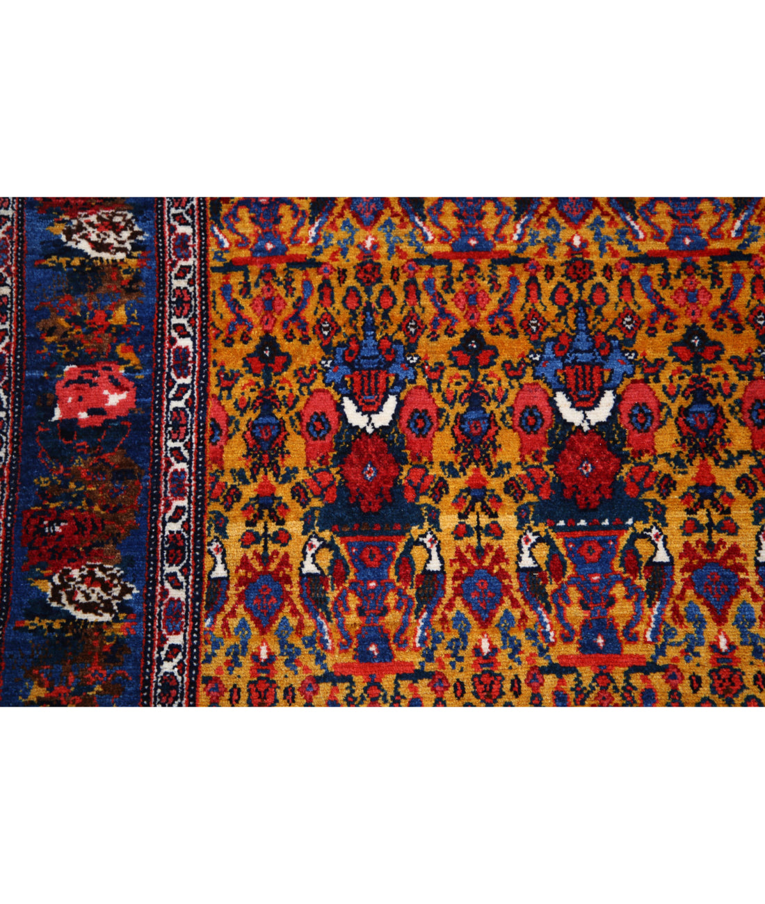 Hand Knotted Antique Persian Malayer Wool Rug - 5'4'' x 7'10'' 5'4'' x 7'10'' (160 X 235) / Gold / Blue