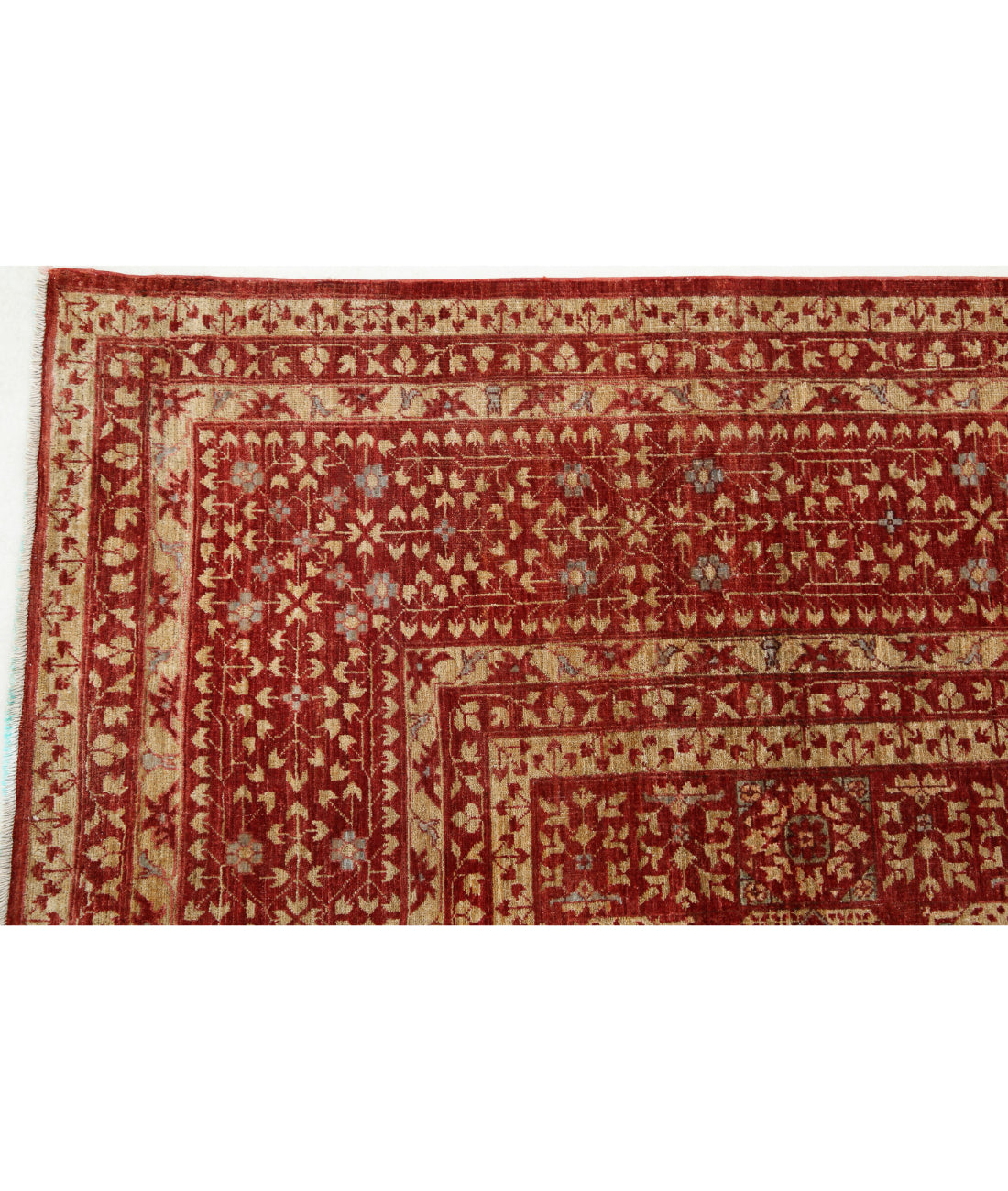 Hand Knotted Fine Mamluk Wool Rug - 8'6'' x 11'9'' 8'6'' x 11'9'' (255 X 353) / Red / Ivory