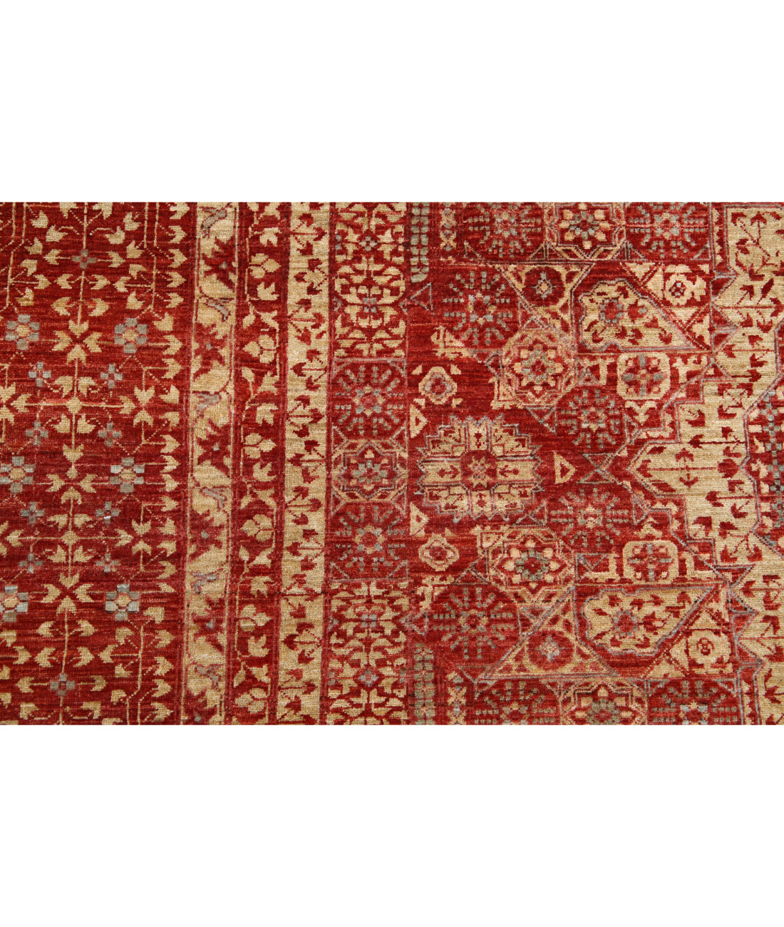 Hand Knotted Fine Mamluk Wool Rug - 8'6'' x 11'9'' 8'6'' x 11'9'' (255 X 353) / Red / Ivory