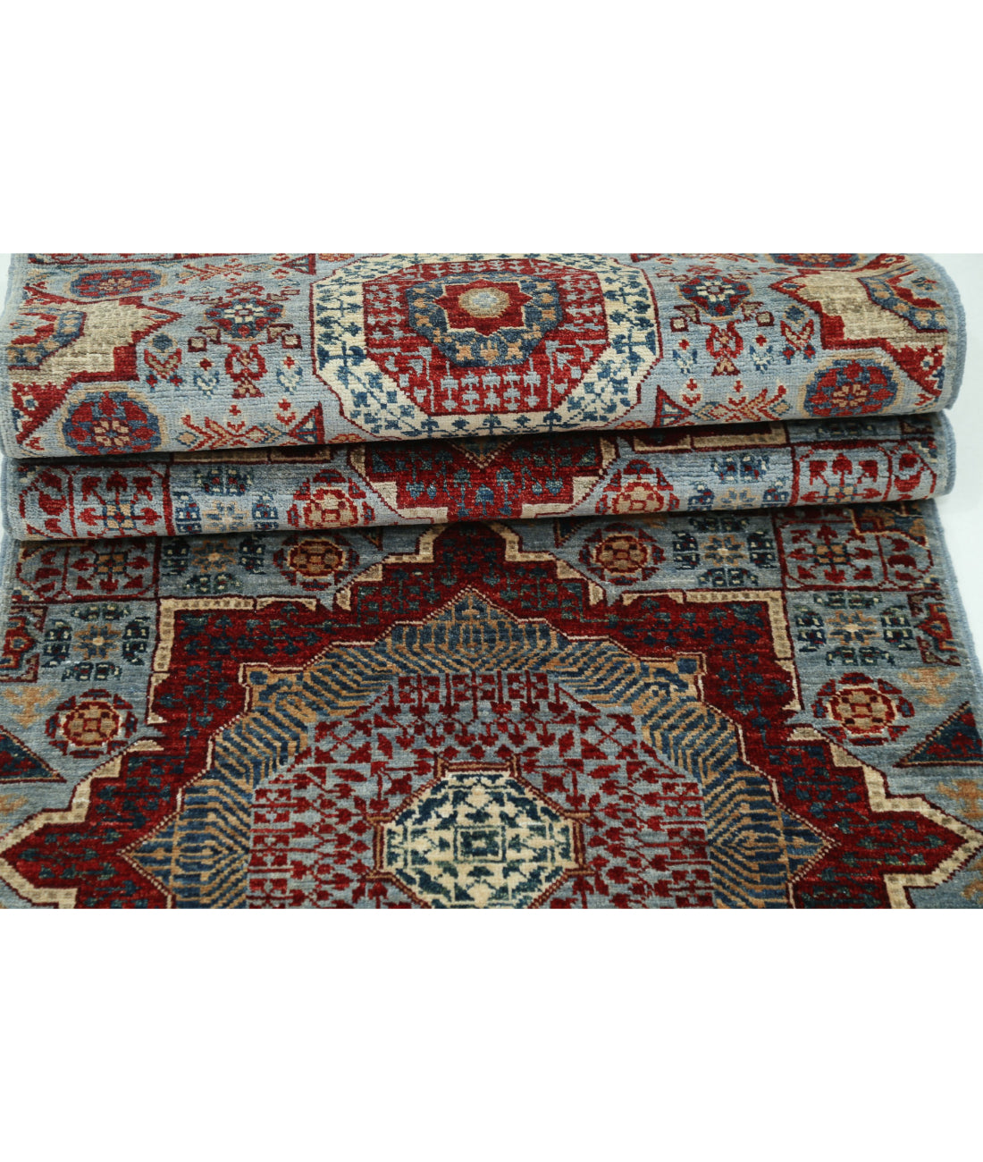 Hand Knotted Mamluk Wool Rug - 2'5'' x 9'8'' 2'5'' x 9'8'' (73 X 290) / Blue / Red