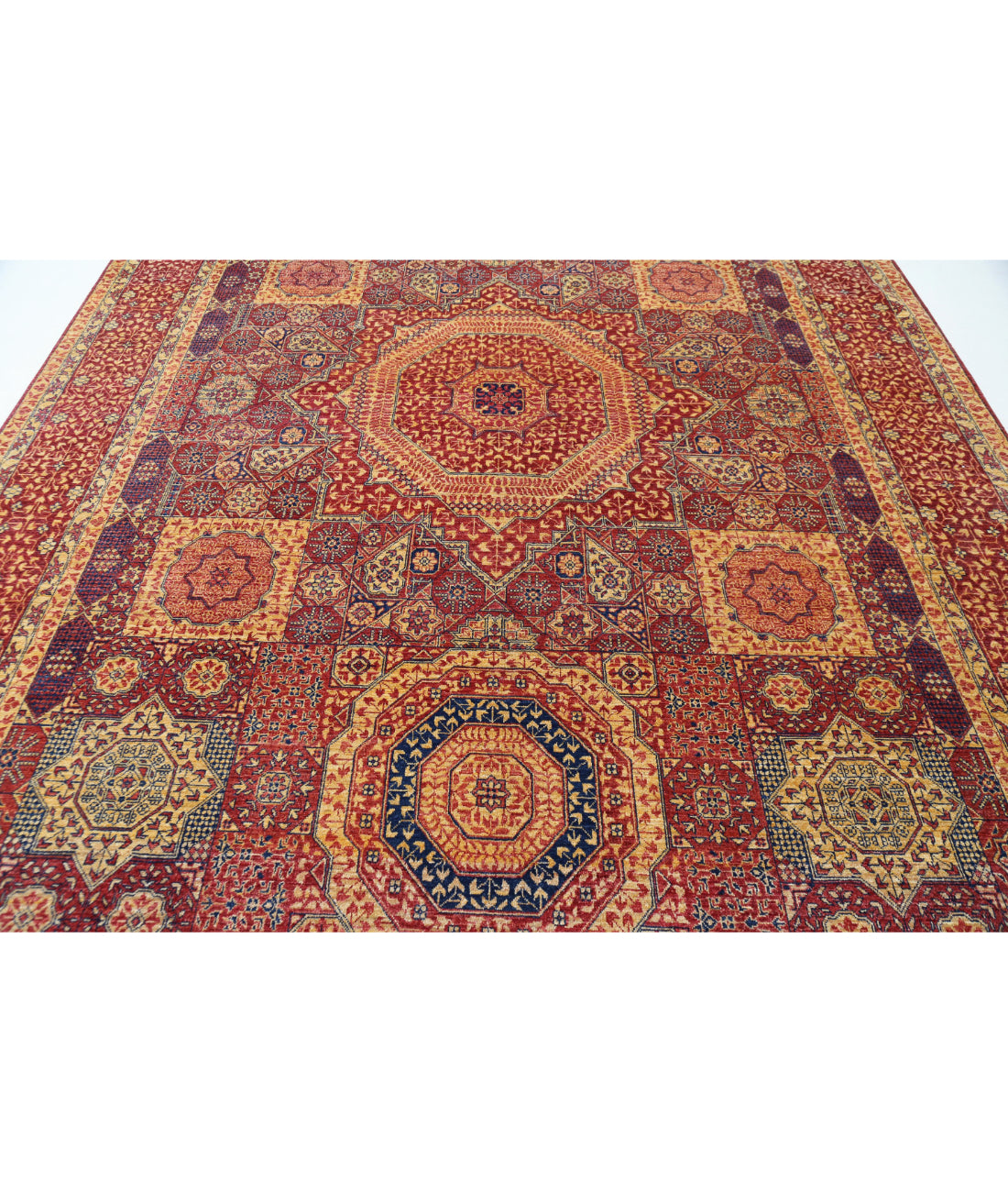 Hand Knotted Mamluk Wool Rug - 8'10'' x 12'8'' 8'10'' x 12'8'' (265 X 380) / Red / Beige