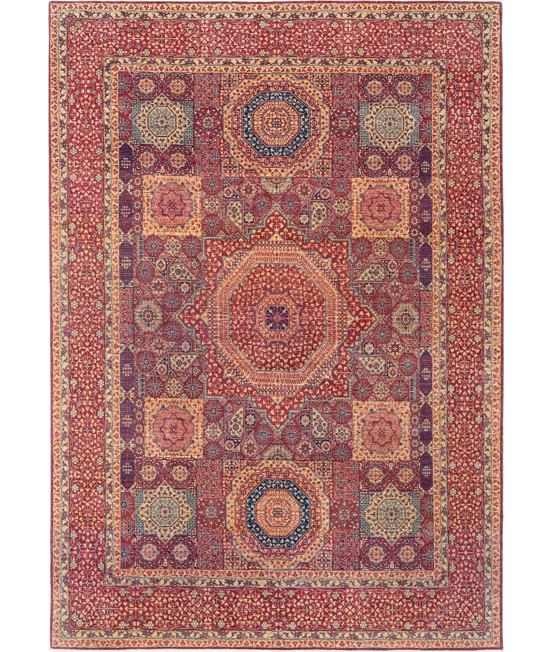 Hand Knotted Mamluk Wool Rug - 8&#39;10&#39;&#39; x 12&#39;8&#39;&#39; 8&#39;10&#39;&#39; x 12&#39;8&#39;&#39; (265 X 380) / Red / Beige
