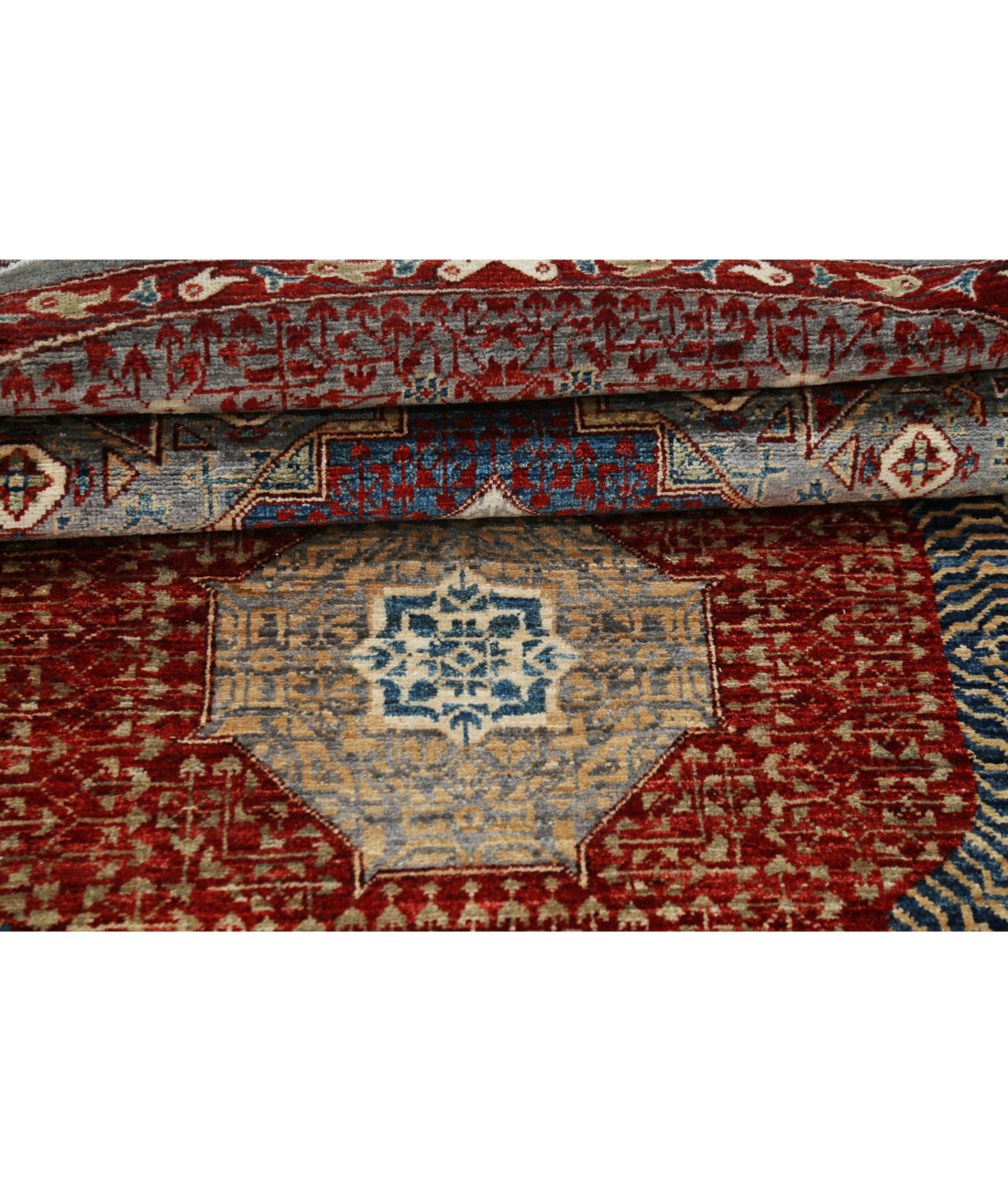 Hand Knotted Mamluk Wool Rug - 9'2'' x 9'3'' 9'2'' x 9'3'' (275 X 278) / Grey / Red