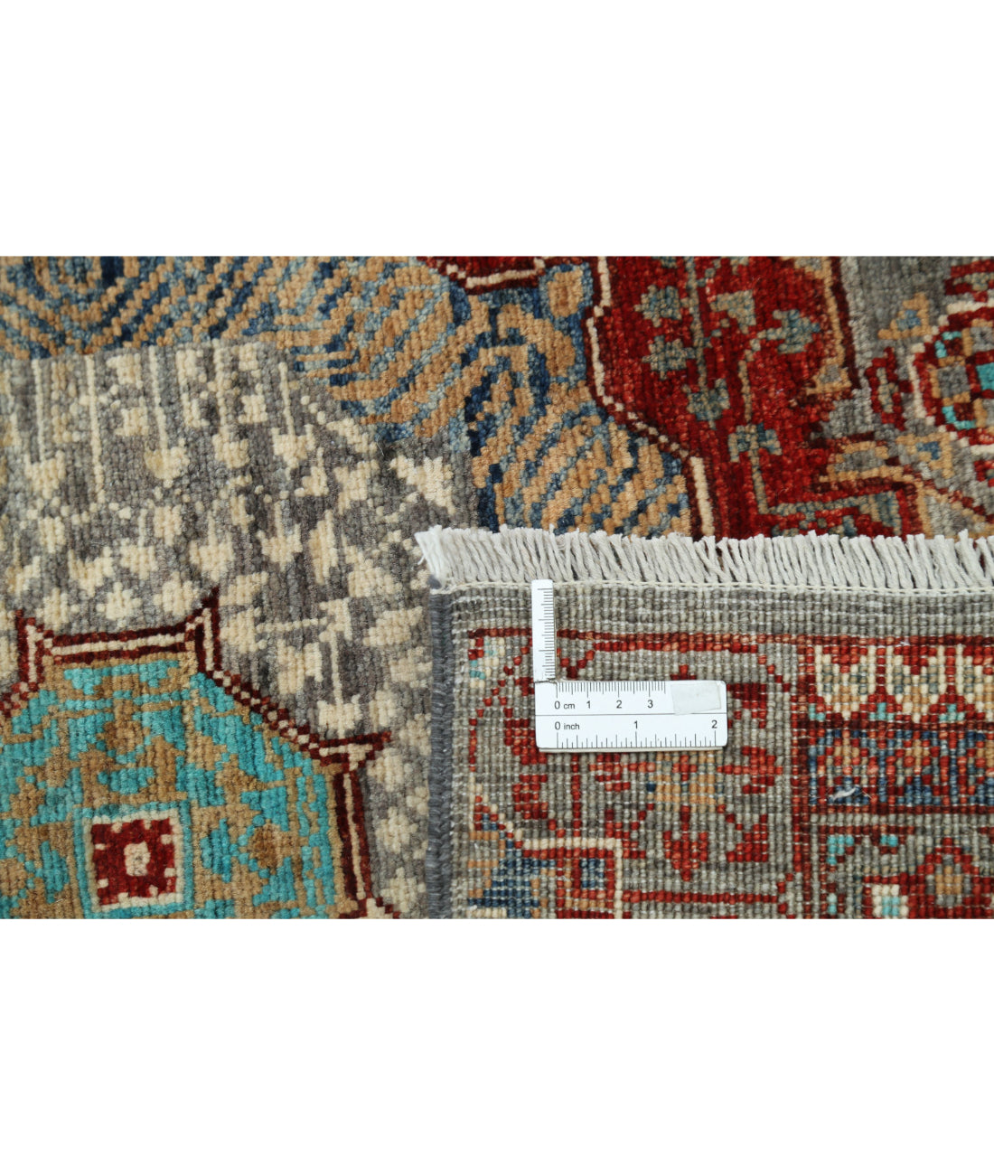 Hand Knotted Mamluk Wool Rug - 2'6'' x 19'6'' 2'6'' x 19'6'' (75 X 585) / Grey / Red