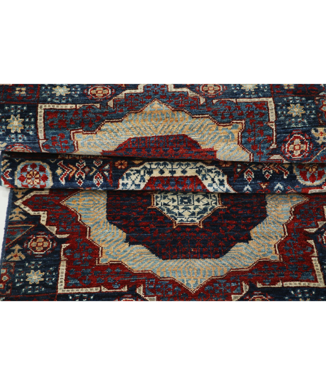 Hand Knotted Mamluk Wool Rug - 2'5'' x 22'4'' 2'5'' x 22'4'' (73 X 670) / Blue / Red