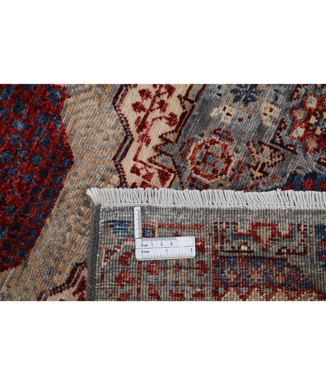 Hand Knotted Mamluk Wool Rug - 2'7'' x 10'4'' 2'7'' x 10'4'' (78 X 310) / Grey / Blue