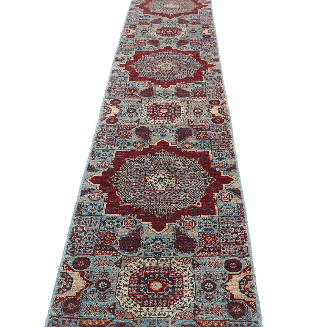 Alfombra de lana mameluca anudada a mano - 2'5'' x 13'6''