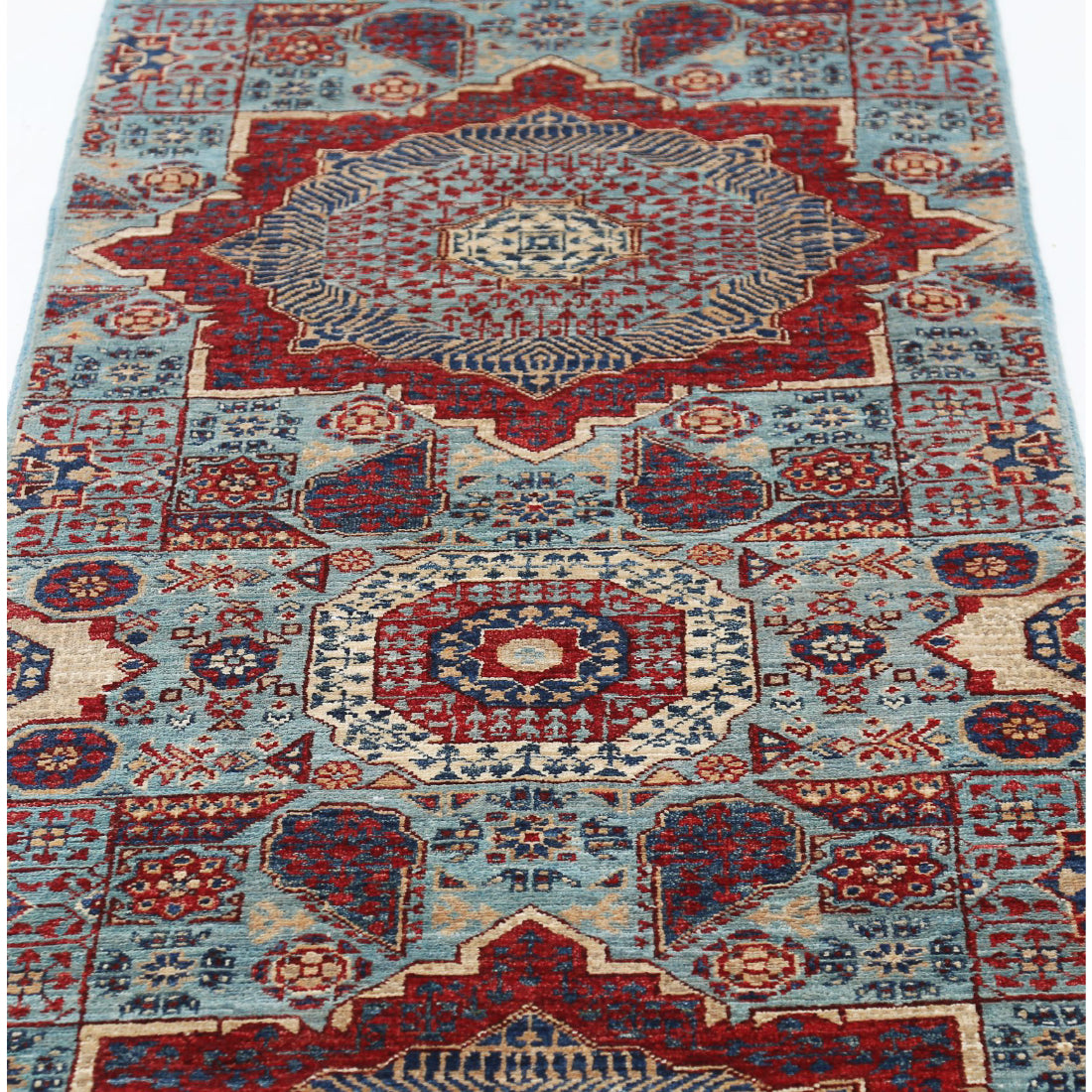 Alfombra de lana mameluca anudada a mano - 2'5'' x 13'6''