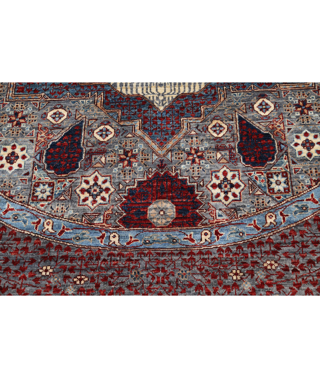 Hand Knotted Mamluk Wool Rug - 9'1'' x 9'4'' 9'1'' x 9'4'' (273 X 280) / Grey / Red