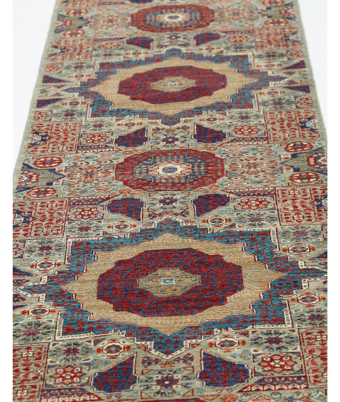 Alfombra de lana mameluca anudada a mano - 2'5'' x 14'6''