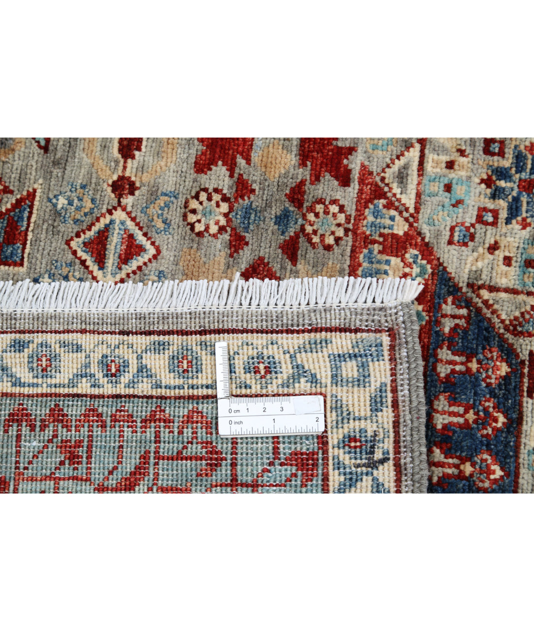 Hand Knotted Mamluk Wool Rug - 9'0'' x 11'11'' 9'0'' x 11'11'' (270 X 358) / Grey / Teal