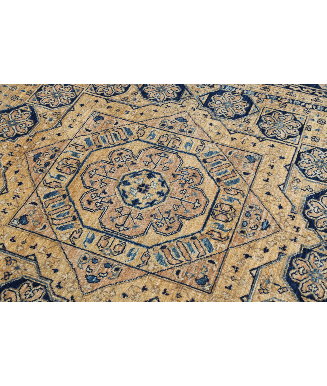 Hand Knotted Mamluk Wool Rug - 6'7'' x 9'3'' 6'7'' x 9'3'' (198 X 278) / Tan / Blue