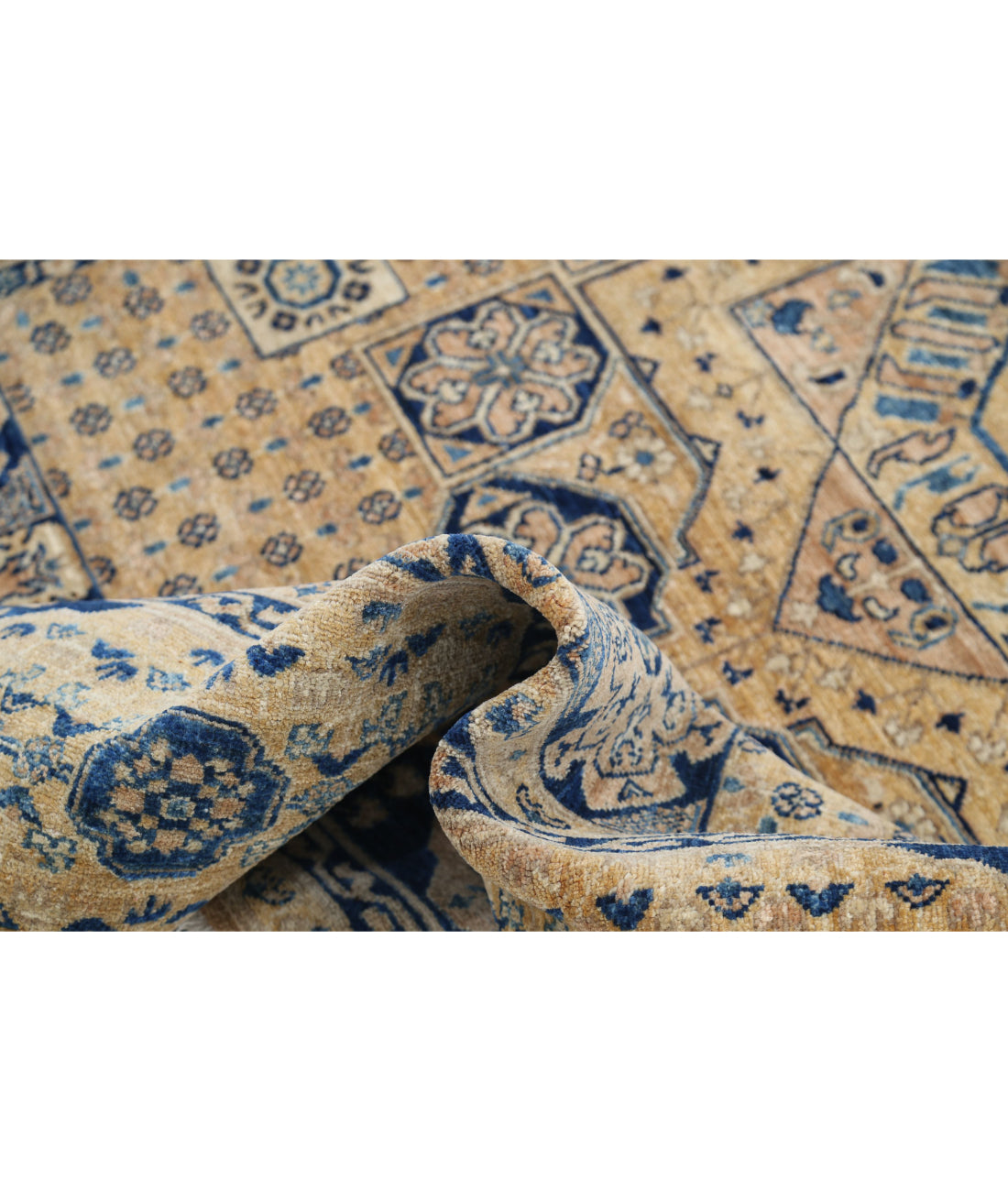 Hand Knotted Mamluk Wool Rug - 6'7'' x 9'3'' 6'7'' x 9'3'' (198 X 278) / Tan / Blue