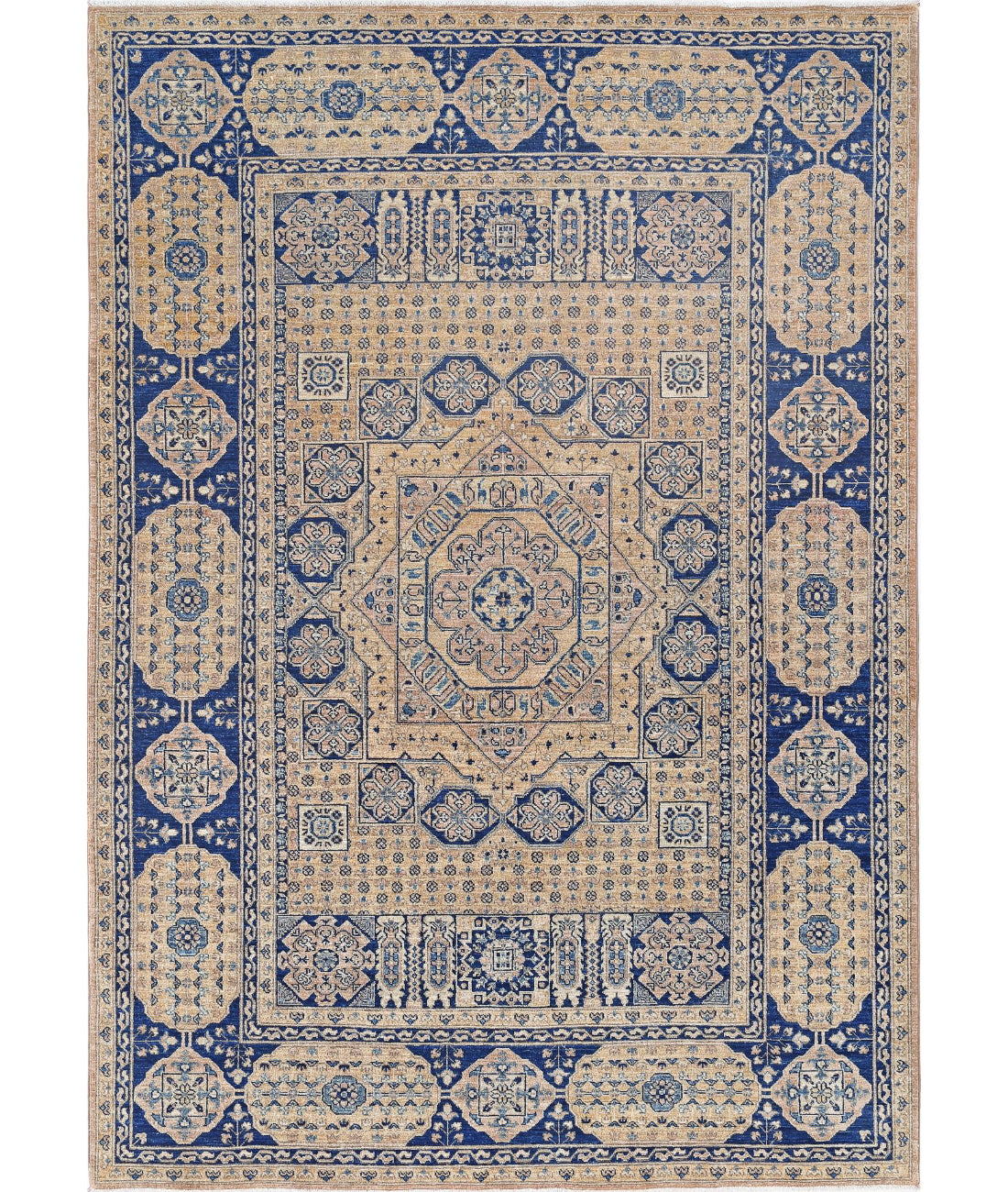 Hand Knotted Mamluk Wool Rug - 6'7'' x 9'3''