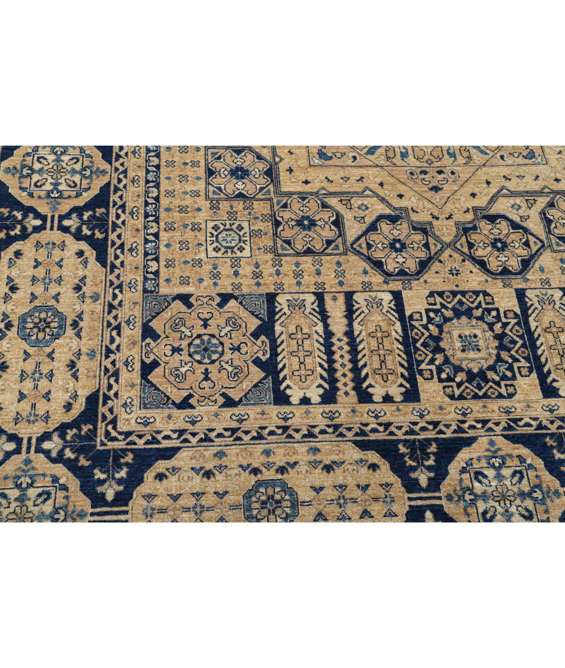 Hand Knotted Mamluk Wool Rug - 8'2'' x 9'7'' 8'2'' x 9'7'' (245 X 288) / Tan / Blue