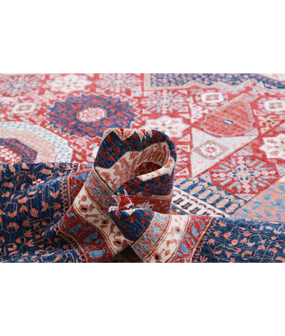 Hand Knotted Mamluk Wool Rug - 16'5'' x 24'5'' 16'5'' x 24'5'' (493 X 733) / Red / Blue