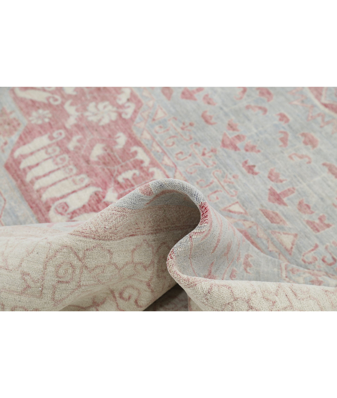 Hand Knotted Fine Mamluk Wool Rug - 7'11'' x 9'4'' 7'11'' x 9'4'' (238 X 280) / Blue / Ivory