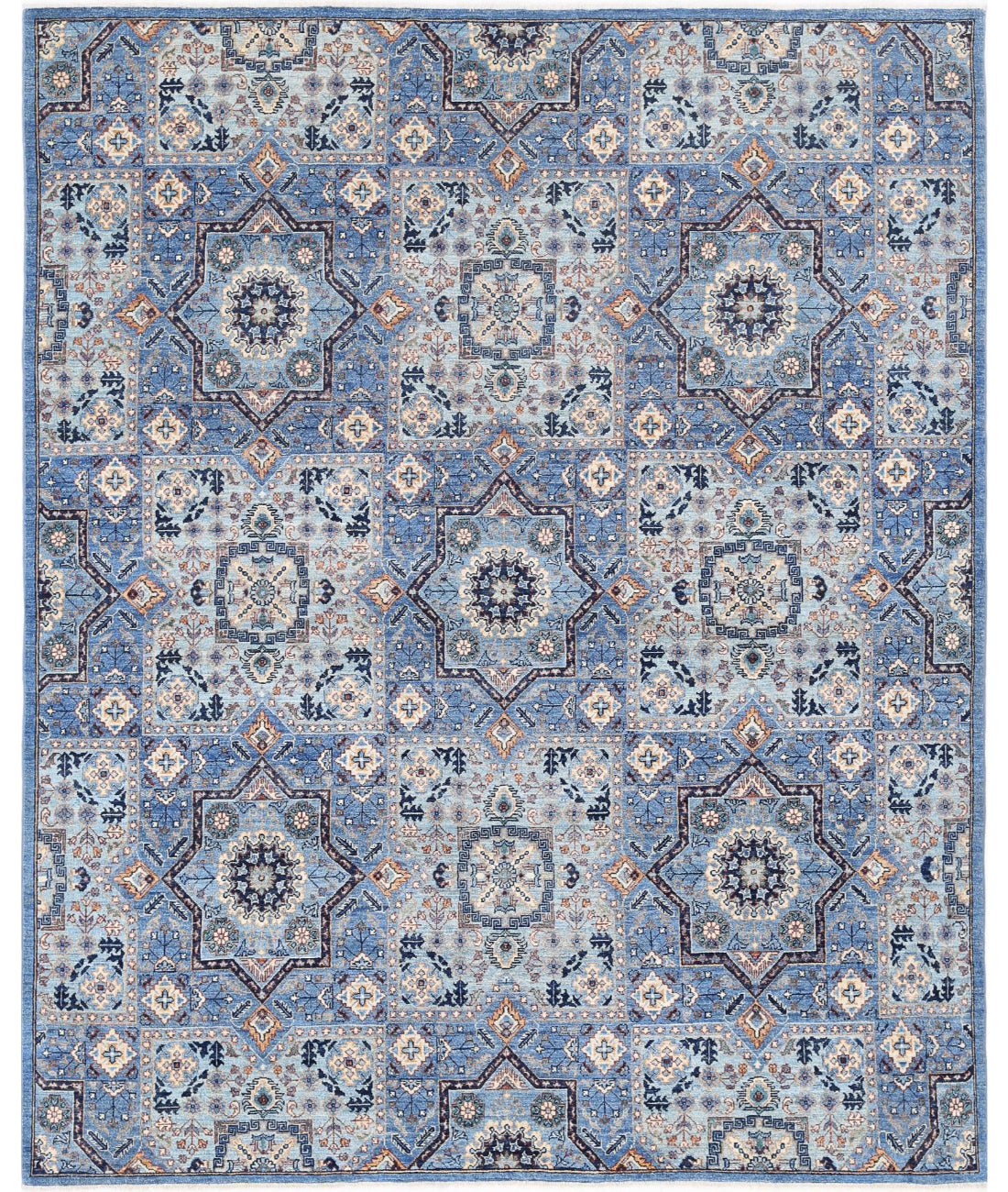 Hand Knotted Mamluk Wool Rug - 8&#39;0&#39;&#39; x 9&#39;9&#39;&#39; 8&#39;0&#39;&#39; x 9&#39;9&#39;&#39; (240 X 293) / Blue / Blue