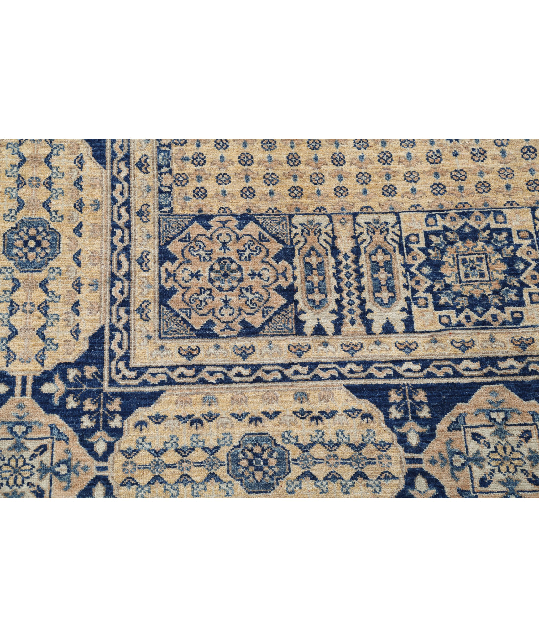 Hand Knotted Mamluk Wool Rug - 6'5'' x 9'4'' 6'5'' x 9'4'' (193 X 280) / Tan / Blue