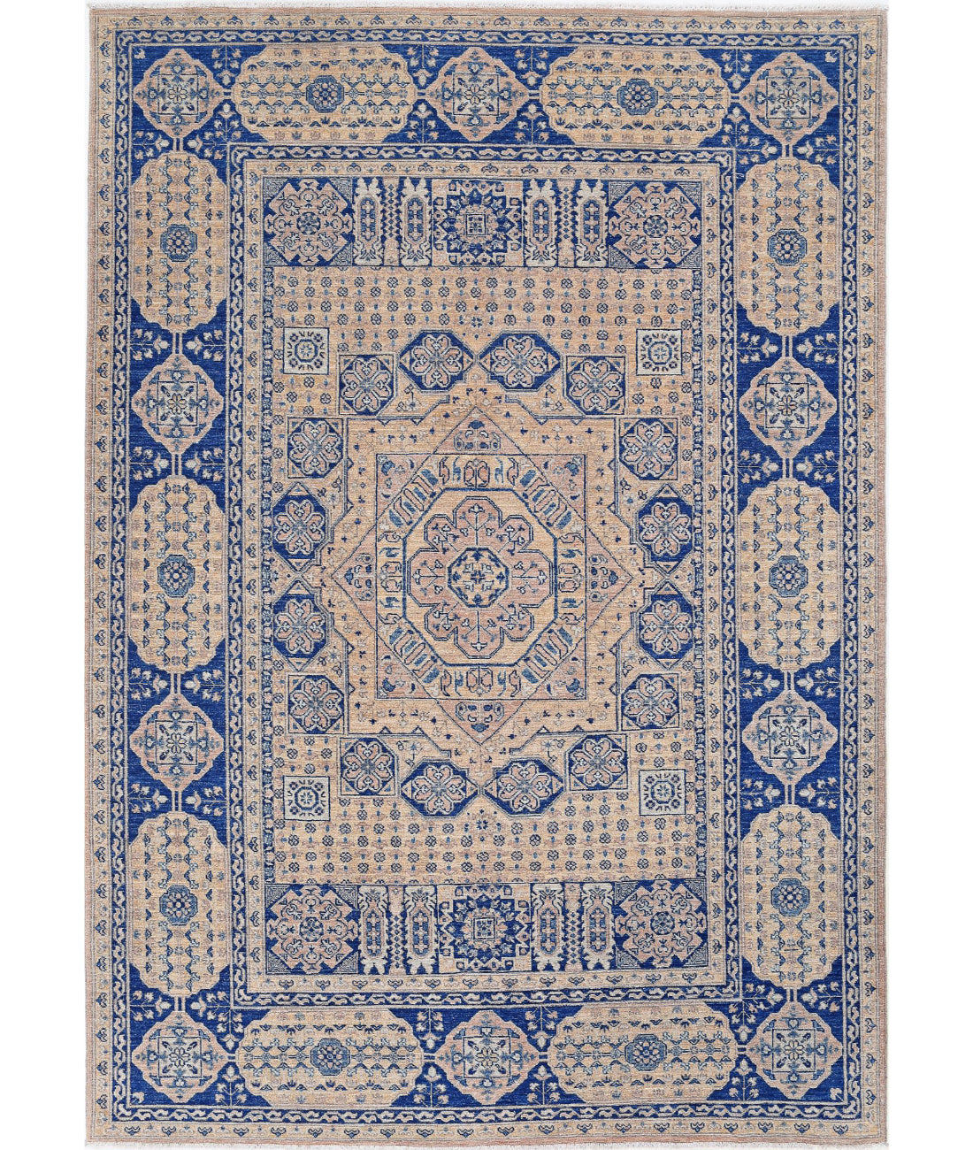 Hand Knotted Mamluk Wool Rug - 6'5'' x 9'4''