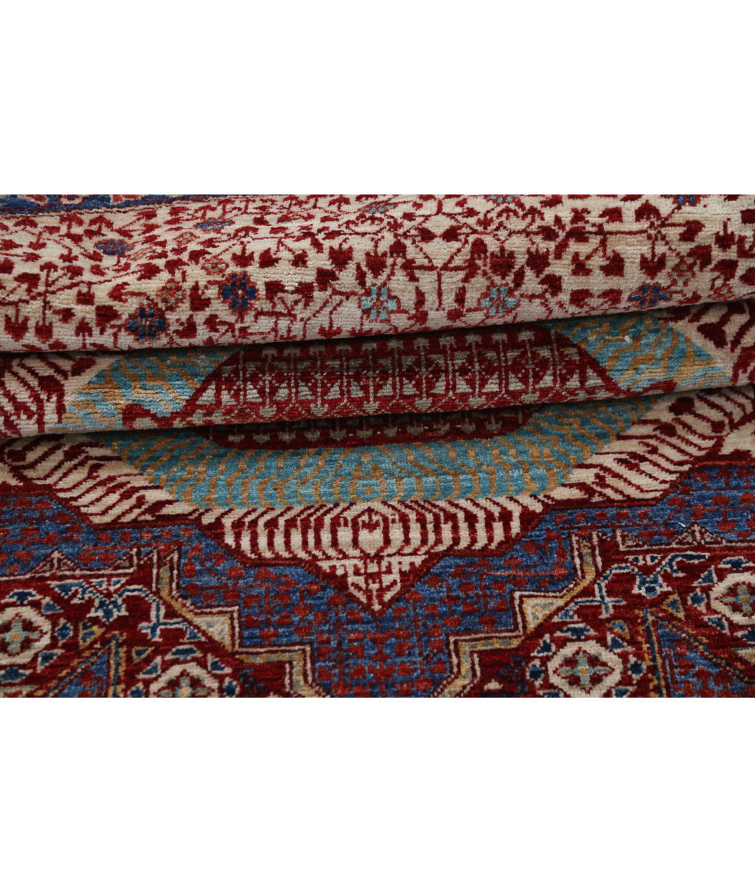Hand Knotted Mamluk Wool Rug - 7'10'' x 7'11'' 7'10'' x 7'11'' (235 X 238) / Red / Ivory