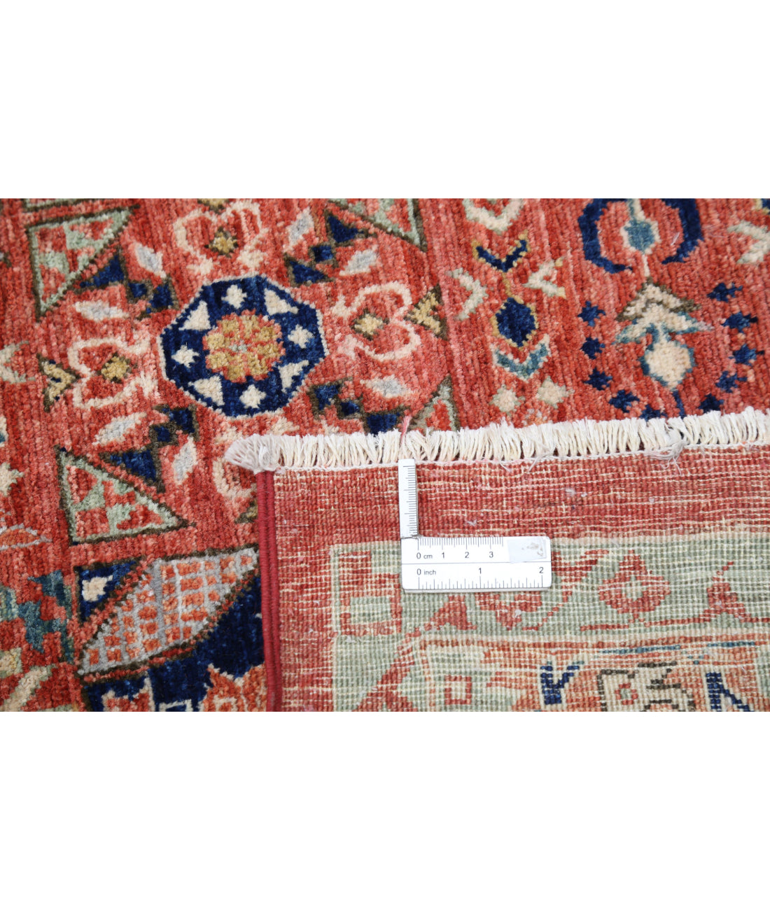 Hand Knotted Fine Mamluk Wool Rug - 11'1'' x 15'7'' 11'1'' x 15'7'' (333 X 468) / Rust / Blue