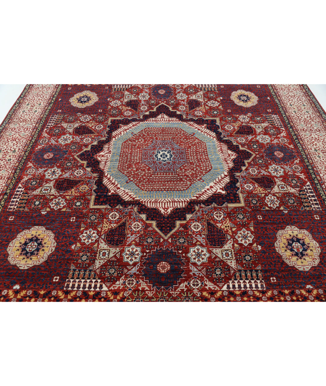 Hand Knotted Fine Mamluk Wool Rug - 8'10'' x 12'2'' 8'10'' x 12'2'' (265 X 365) / Red / Ivory