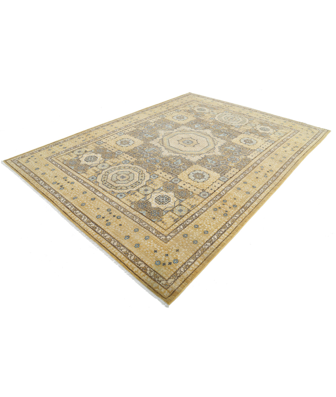 Hand Knotted Fine Mamluk Wool Rug - 7'10'' x 10'10'' 7'10'' x 10'10'' (235 X 325) / Gold / Ivory